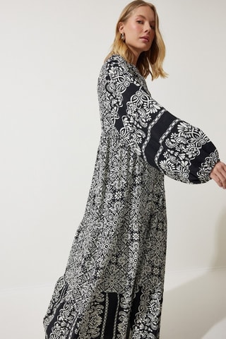 Vestido comprido - Preto - Preto e branco
