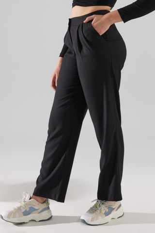 Calças wide legs de cintura alta - Preto