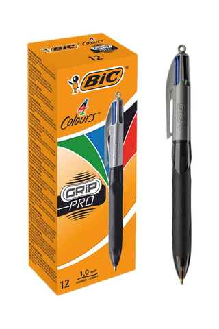 12 stylos-bille Grip Pro - 4 encres