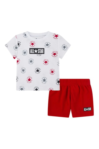 T-shirt et short - Blanc, noir, rouge et gris