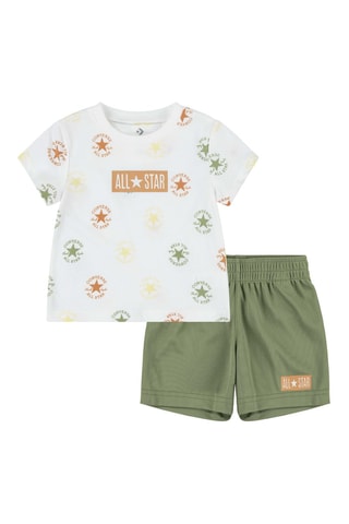 T-shirt et short - Blanc, vert, jaune et marron