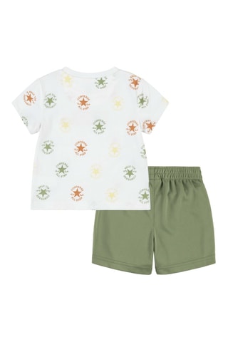 T-shirt et short - Blanc, vert, jaune et marron
