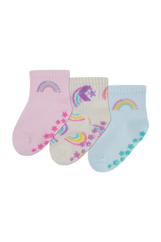 3 paires de chaussettes antidérapantes - Bleu, jaune et rose