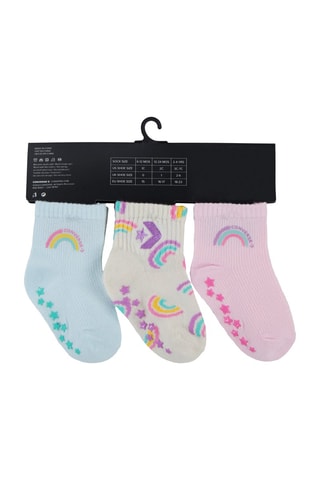 3 paires de chaussettes antidérapantes - Bleu, jaune et rose
