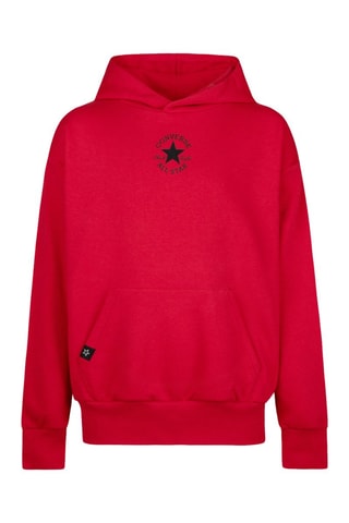 Sweat à capuche en coton biologique - Blanc et rouge