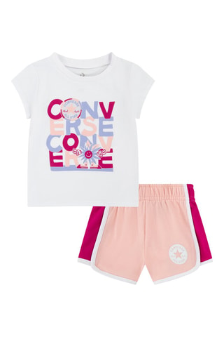 T-shirt et short - Blanc, violet et rose
