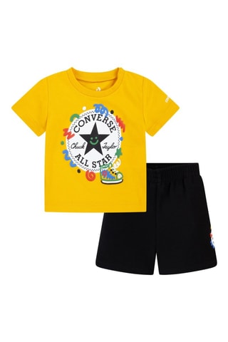 T-shirt et short - Noir, jaune et violet