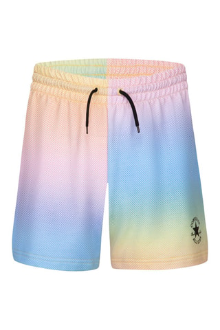Short dip and dye taille haute - Bleu, jaune et rose