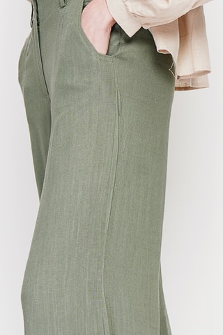 Pantaloni taglio ampio in lino - Kaki