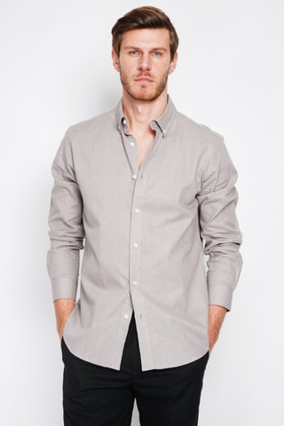 Camicia regular in lino - Marrone