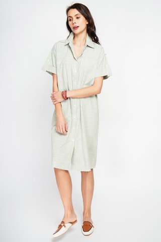 Abito a camicia in lino - Verde