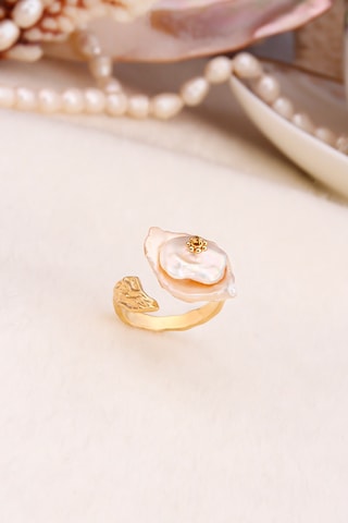 Anello - Placcato oro giallo e madreperla
