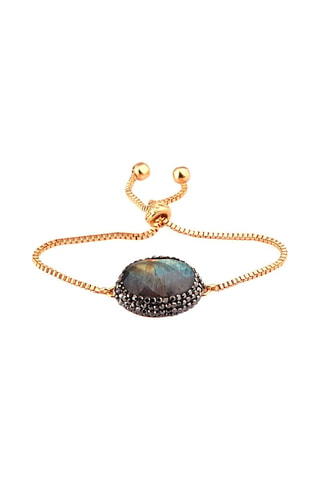 Bracciale laminato oro fino giallo Labradorite ed ematiti