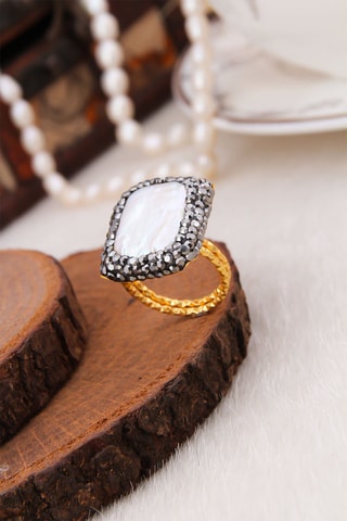 Anello - Perla coltivata ed ematite