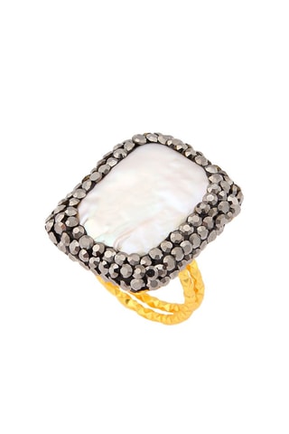 Anello - Perla coltivata ed ematite