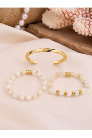 3 bracciali - Placcato oro giallo e pietre di luna