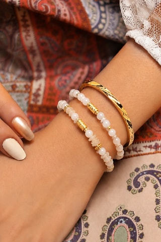 3 bracciali - Placcato oro giallo e pietre di luna