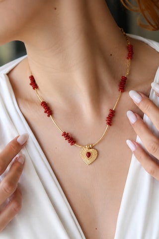 Collana - Placcato oro giallo e agate