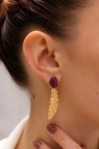 Orecchini - Placcato oro giallo e agate