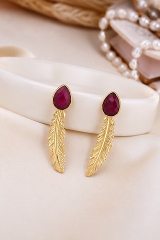 Orecchini - Placcato oro giallo e agate
