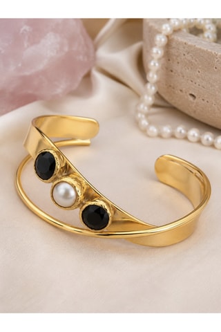 Bracciale bangle - Placcato oro giallo e onice