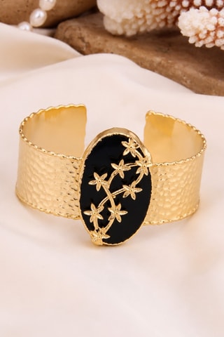 Bracciale a polsiera - Placcato oro giallo e onice