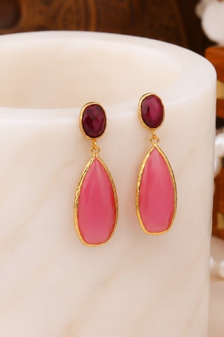 Orecchini - Placcato oro giallo, agate e occhio di gatto