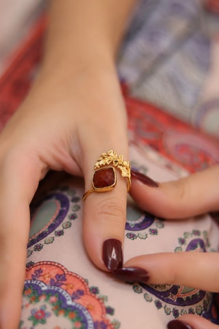 Anello - Placcato oro giallo e agata