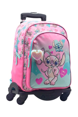 Mochila com rodas Angel & Stitch - Multicor