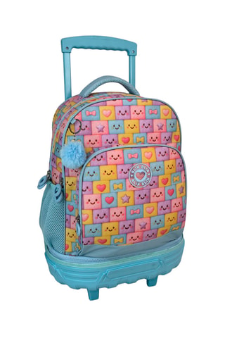 Mochila com rodas Blin Blin Faces. - Multicor