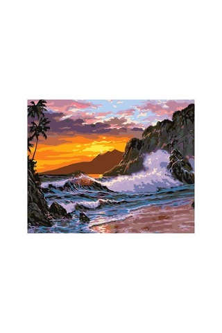 Tela de pintar numerada Ondas e pôr do sol