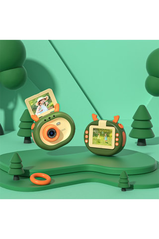 Máquina fotográfica digital para crianças Verde e amarelo-claro