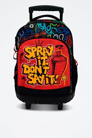 Mochila com rodinhas - Preto - Preto e vermelho