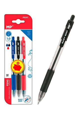 3 esferográficas - 3 tintas