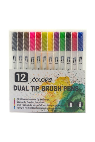 12 canetas de feltro duplas Multicolor