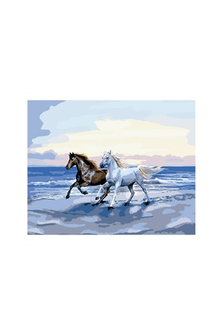 Tela de pintar numerada Cavalos e oceano
