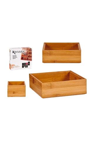 Organizador de escritório em bambu 15 x 15 cm - Castanho
