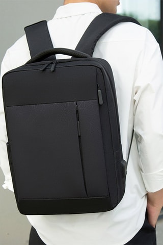 Mochila conectada - Preto - Nylon - Cinzento e preto