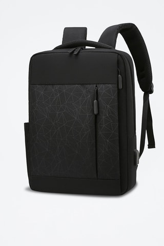 Mochila conectada - Preto - Nylon - Cinzento e preto