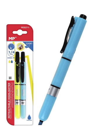 2 marcadores - Tinta amarela e azul