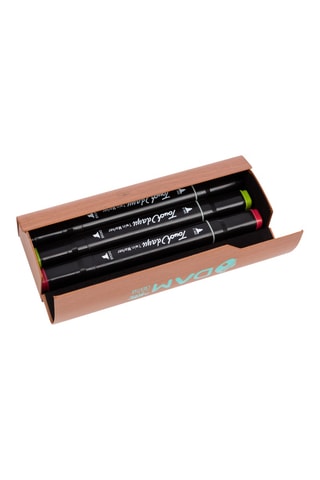 3 marcadores - Tinta verde, vermelho e preto - Castanho