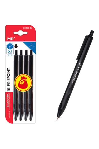 4 esferográficas - Tinta preta