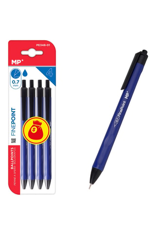 4 stylos-billes - Encre bleue