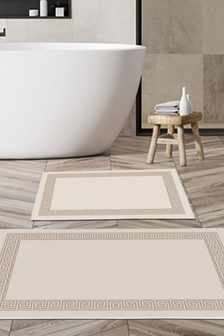 2 tappetini bagno - Beige - 50 x 60 cm, 60 x 100 cm