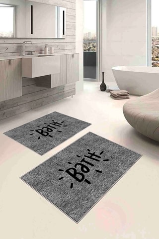 2 tappetini bagno - Grigio - 40 x 60 e 60 x 90 cm
