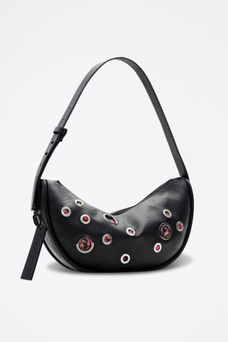 Sac porté épaule - Noir, rose et argenté