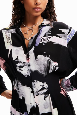 Robe chemise - Blanc et noir