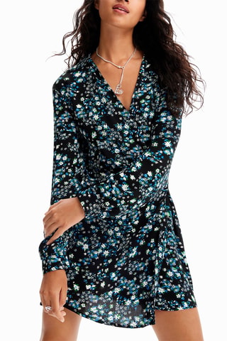 Robe portefeuille - Noir et bleu