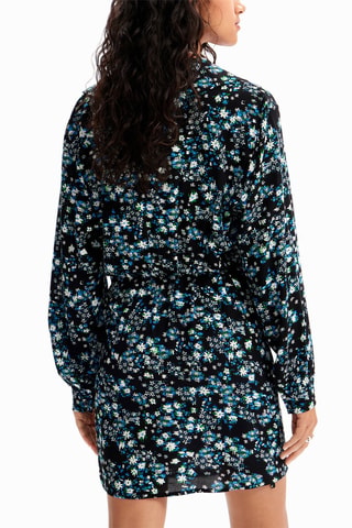 Robe portefeuille - Noir et bleu