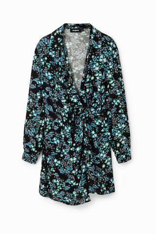 Robe portefeuille - Noir et bleu